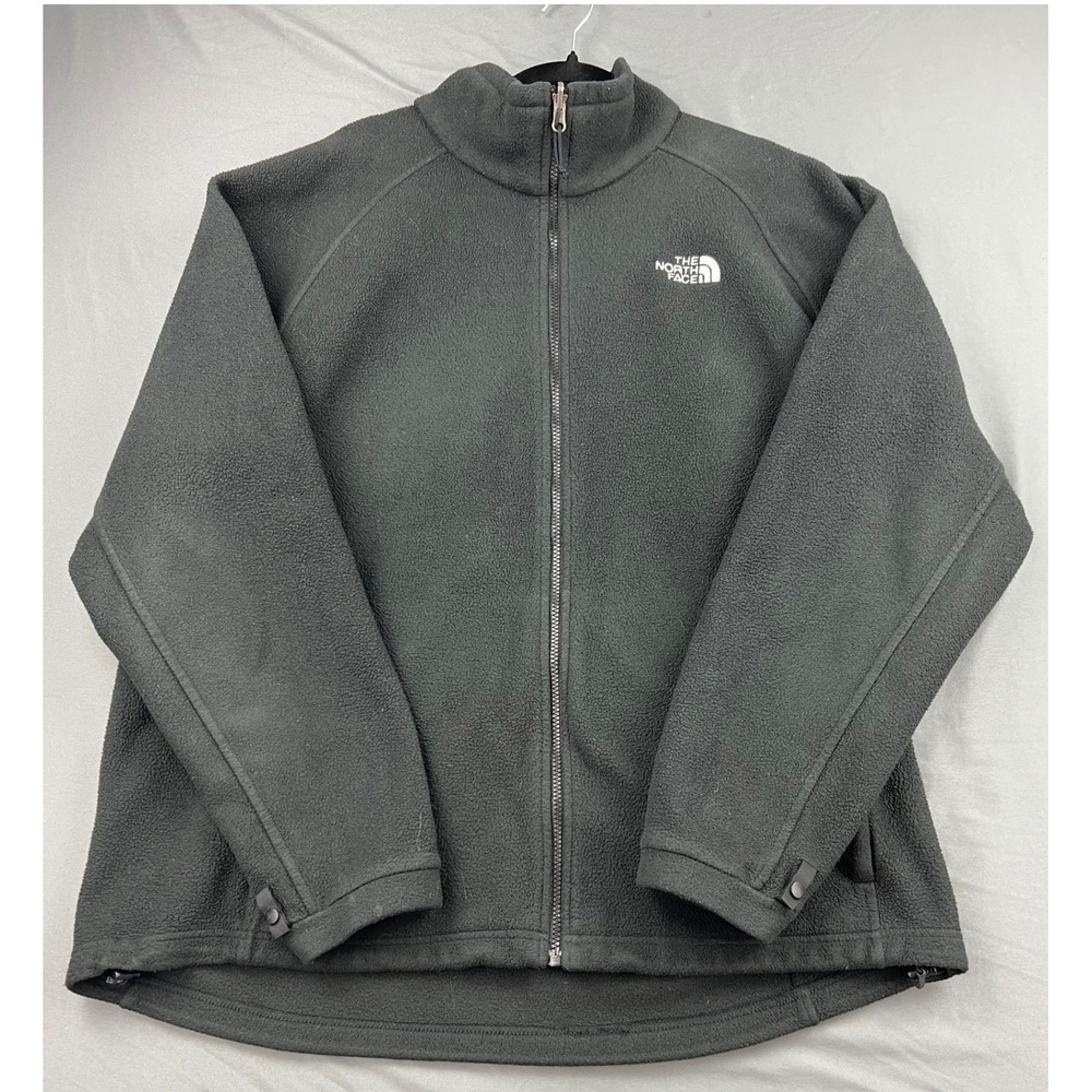 The North Face Full Zip Fleece Jacket Mens XXL Gray Mock Neck Cinch Hem FAIR